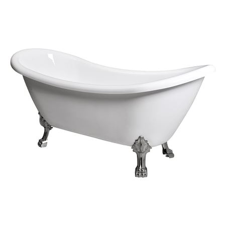 Castello Usa Daphne 69" White Acrylic Clawfoot Tub With Brushed Nickel Feet CB-26-69-W-T-BN